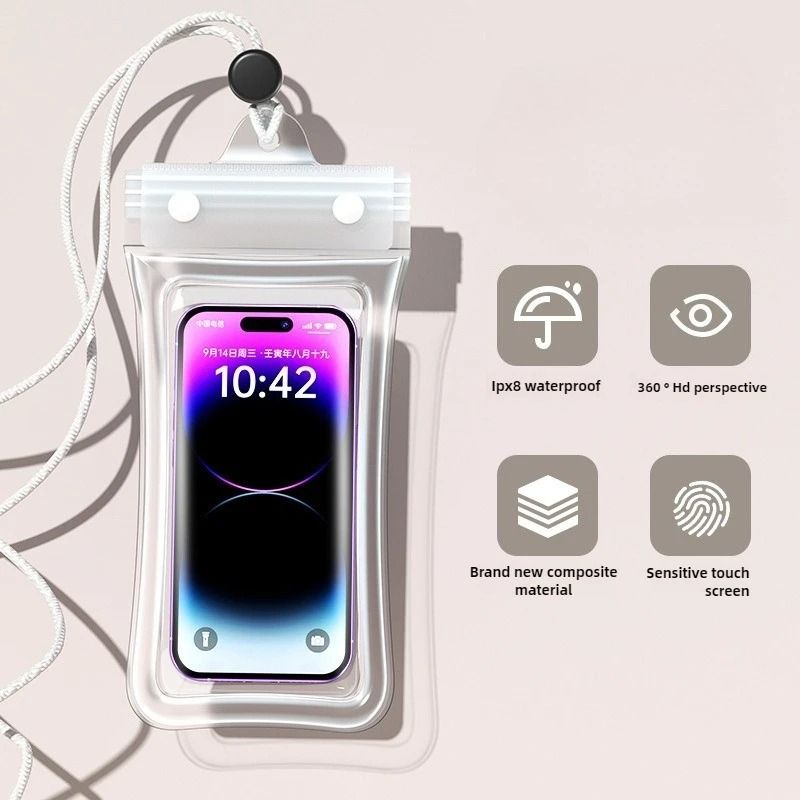 Outdoor Universal Mobile Phone Waterproof Pouch Drift Bag With Lanyard Touchscreen Compatible And 7