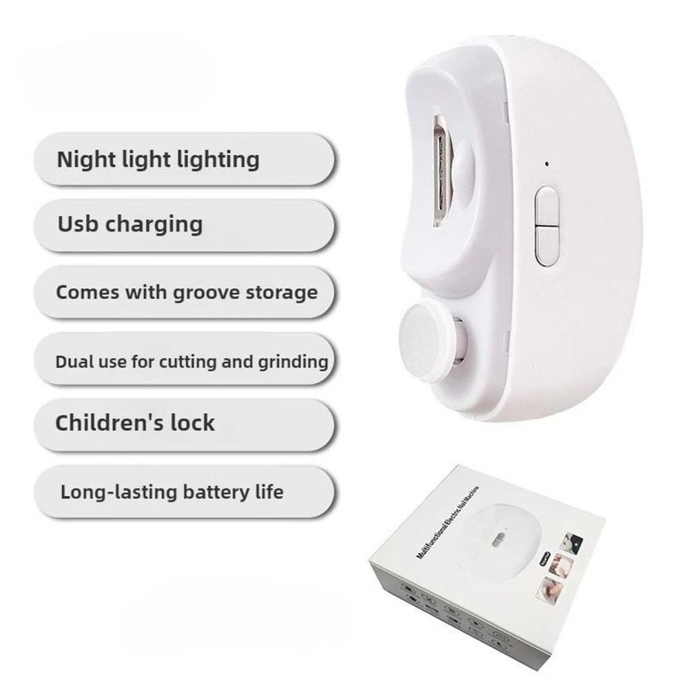 USB Rechargeable 2in1 Automatic Electric Nail Trimmer Polisher AntiPinch Safety Design For Childr 6