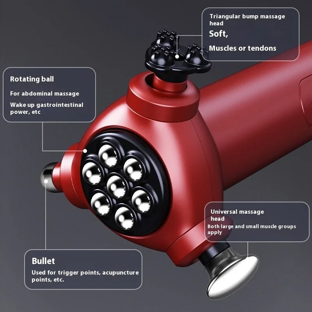 Three Heads High Frequency Electric Massage Gun Magnetic Bead Abdominal Muscle Relax Whole Body Min 5