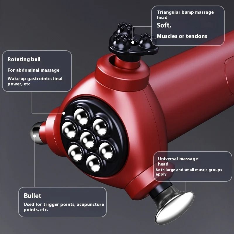 Three Heads High Frequency Electric Massage Gun Magnetic Bead Abdominal Muscle Relax Whole Body Min 5