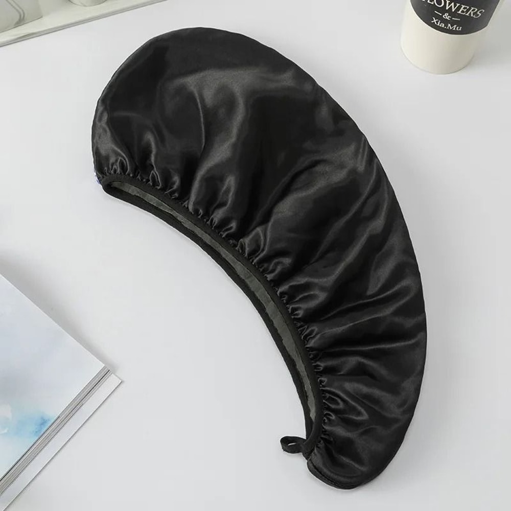 Luxury Thickened Satin Hair Drying Cap Towel Wrap Double Layer Coral Fleece Cap With Button For Fas 7