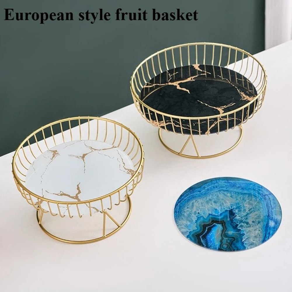 Nordic Style Large Round Fruit Basket For Kitchen Dining Table Home Decoration Gold Metal Wire Snac 0