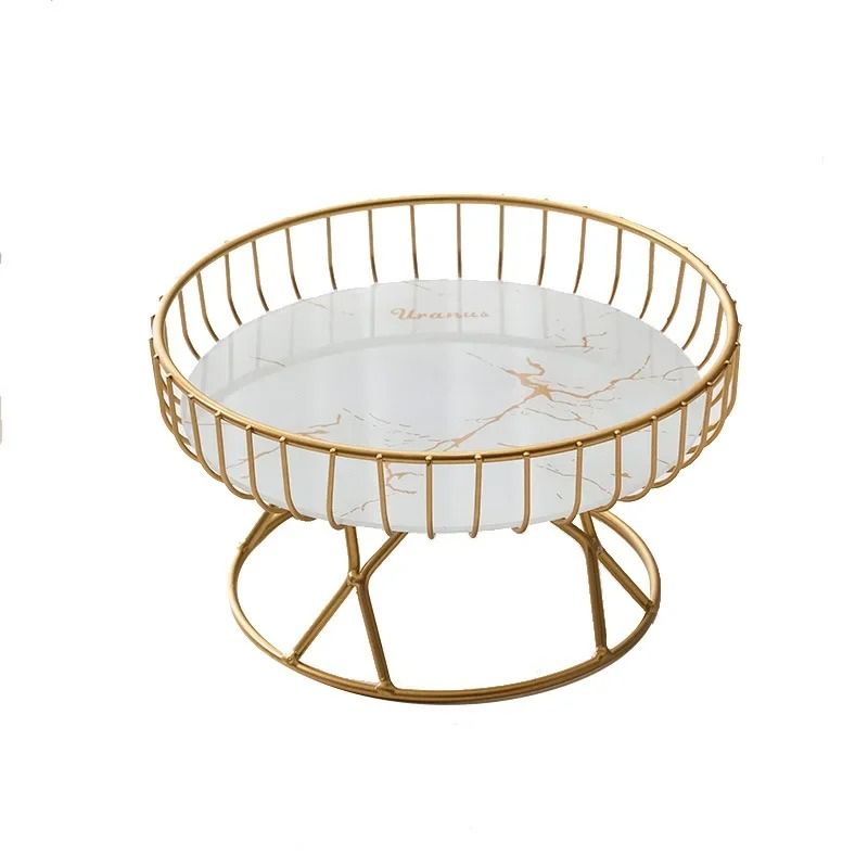 Nordic Style Large Round Fruit Basket For Kitchen Dining Table Home Decoration Gold Metal Wire Snac 5