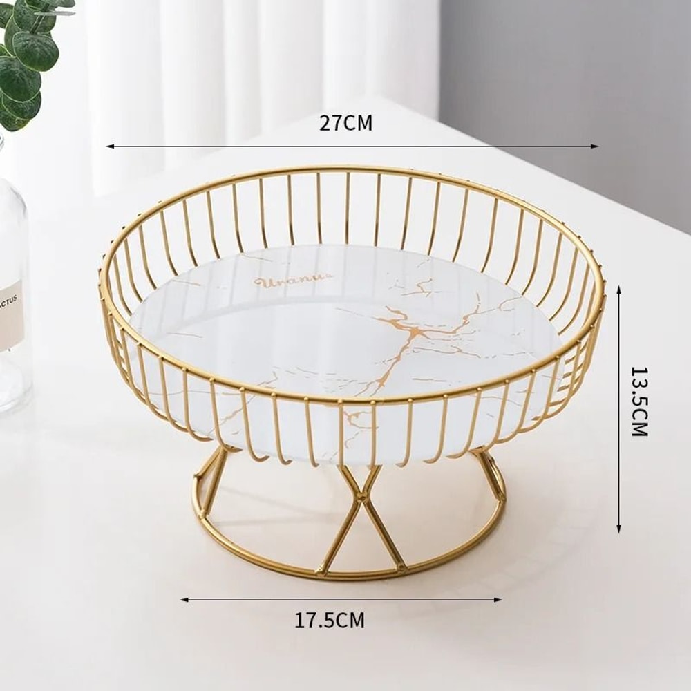 Nordic Style Large Round Fruit Basket For Kitchen Dining Table Home Decoration Gold Metal Wire Snac 6
