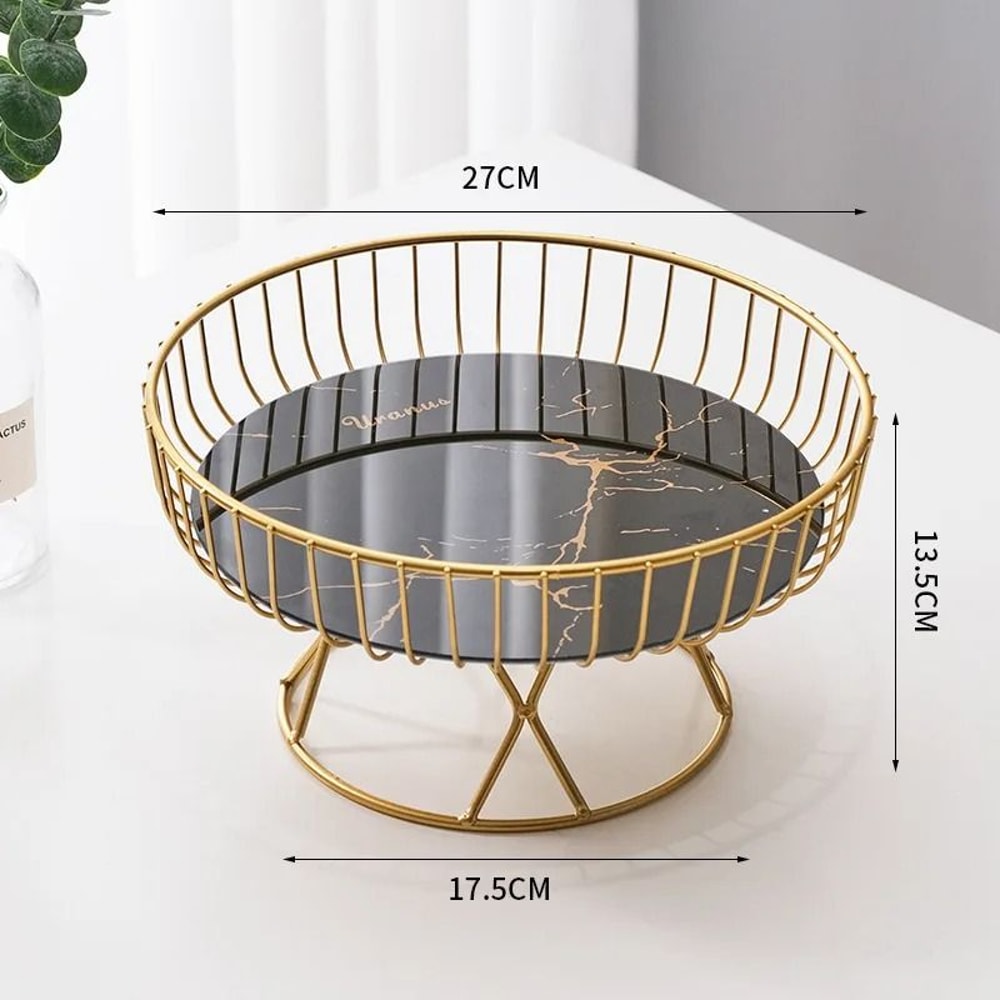 Nordic Style Large Round Fruit Basket For Kitchen Dining Table Home Decoration Gold Metal Wire Snac 7