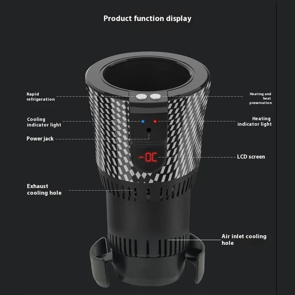 Upgraded 12V Smart 2in1 Auto Car Cup Holder For Fast Cooling And Heating Of Coffee Water And Bevera 4