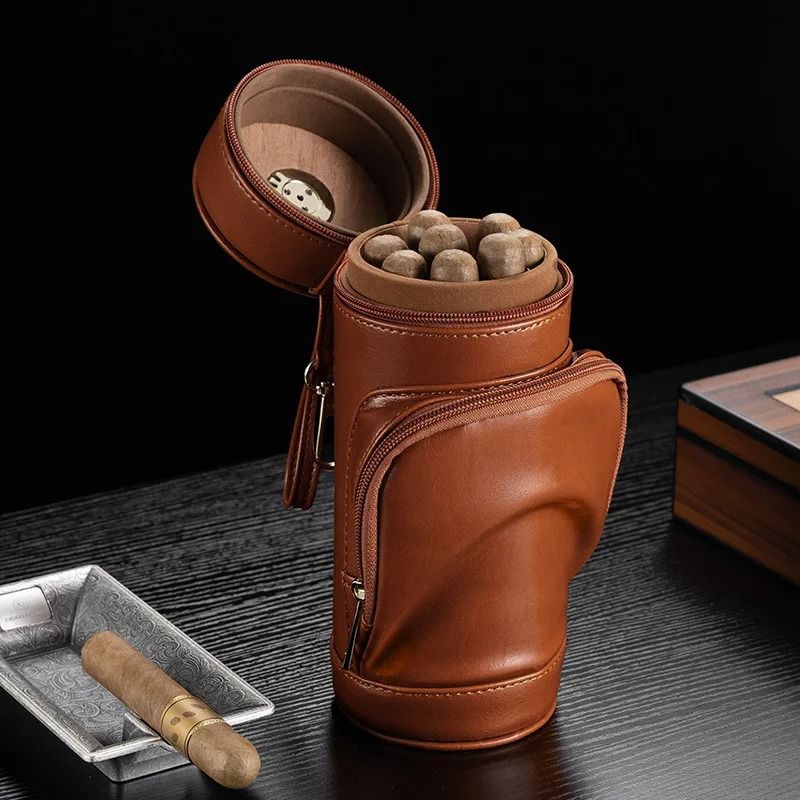 High Quality Large Capacity Leather Cigar Humidor With Zipper And Integrated Hygrometer 0