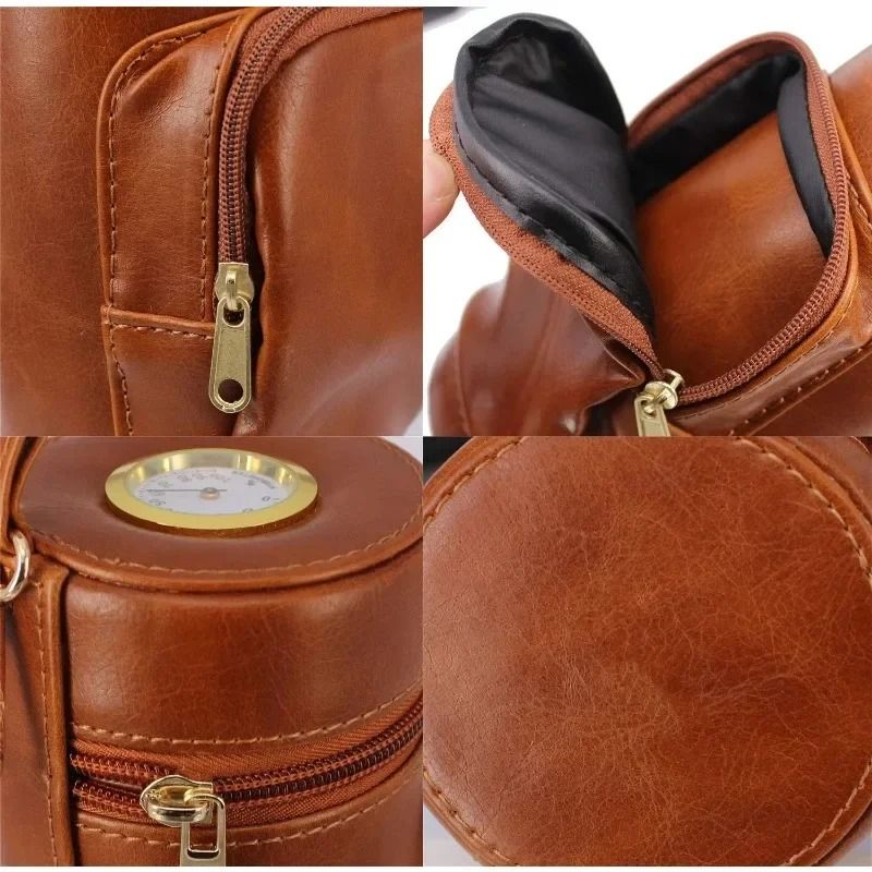 High Quality Large Capacity Leather Cigar Humidor With Zipper And Integrated Hygrometer 2