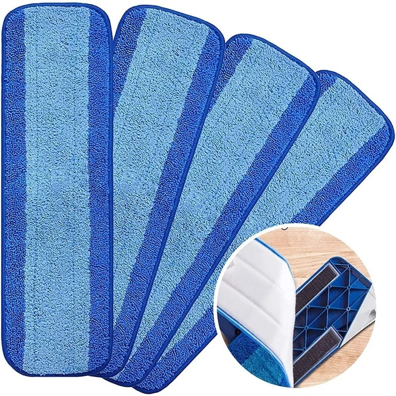 Microfiber Mop Cloth Blue Striped Replacement Mop Head Reusable Plate Pasting Clean Mop Pads For Bo 0