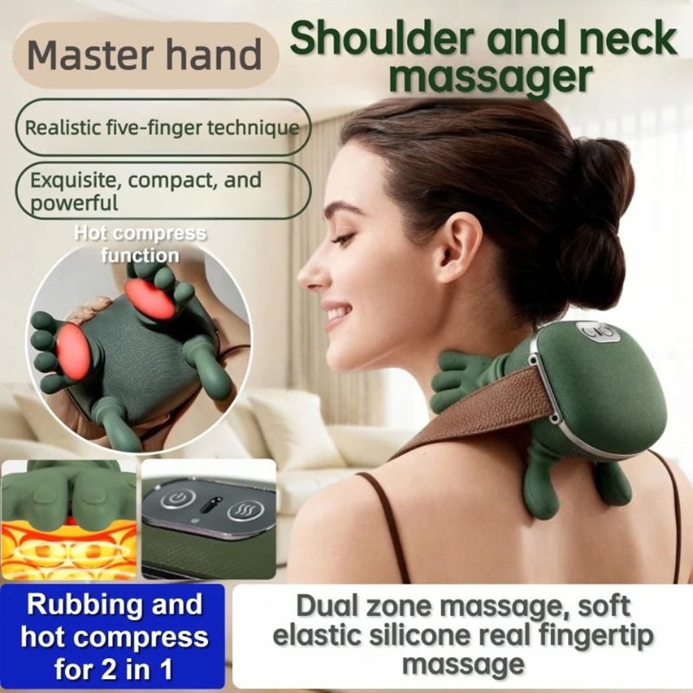 Finger Pressure Hot Compress Neck Massager Simulation Human Shoulder Back Leg Waist Deep Tissue Kne 0