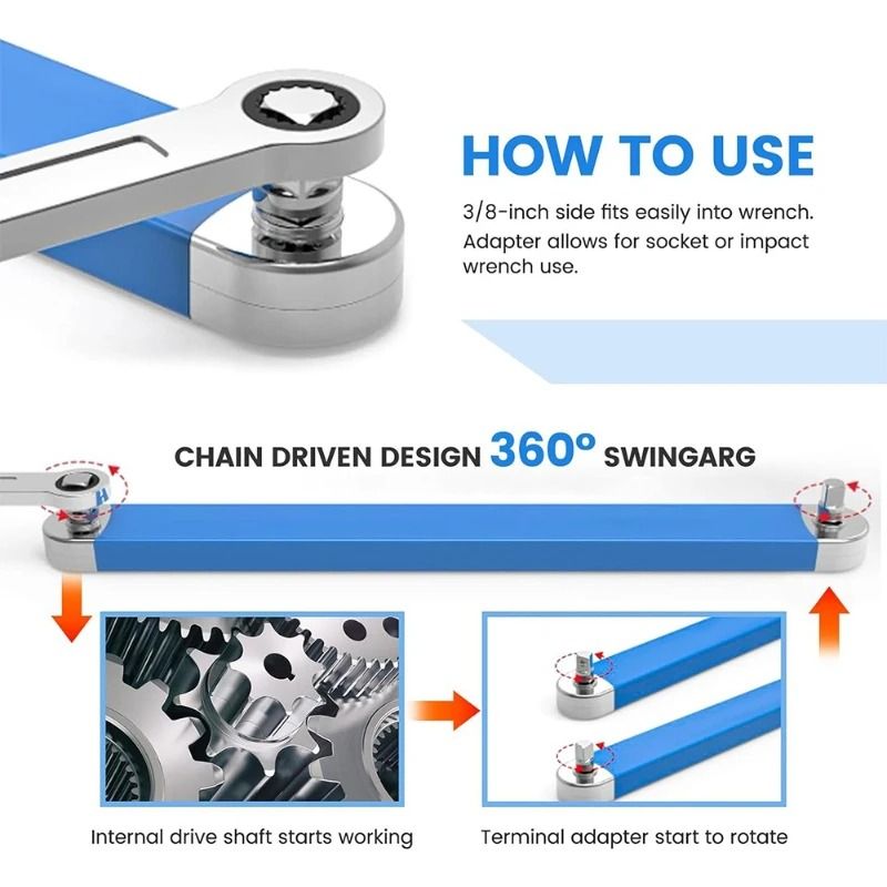 Multifunctional Offset Extension Ratchet Wrench Impact Ready Set For Tight Spaces Car Repair Tool 2