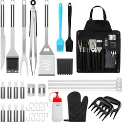 25-piece and 39-piece stainless steel outdoor kitchen grill bbq tool set with oxford cloth storage case
