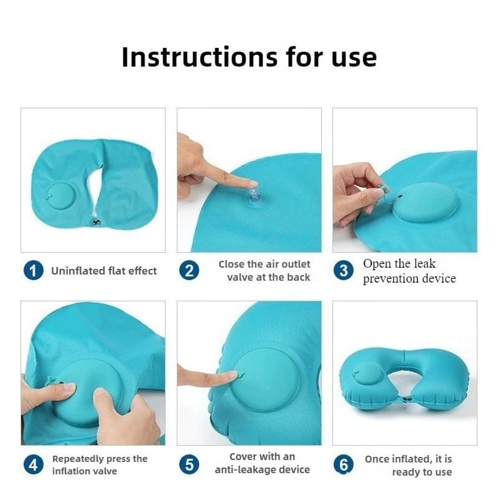 Ushaped Flocking Inflatable Neck Pillow Portable Compression Travel Pillow For Outdoor Camping And 5