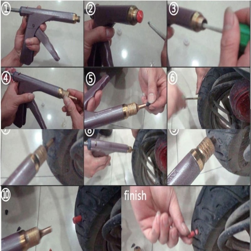 Professional Motorcycle Vacuum Tire Repair Gun Kit With Mushroom Nails For Fast Puncture Recovery 1