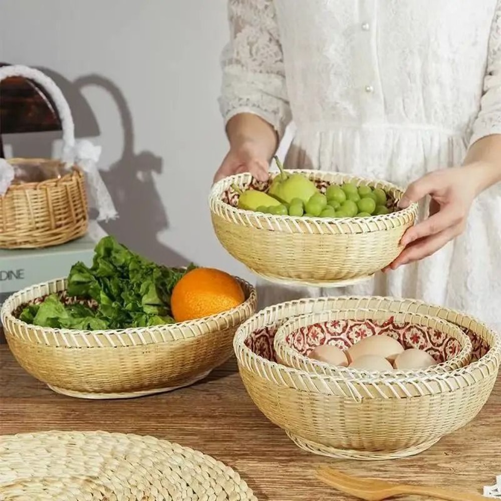 Professional HandWoven Bamboo Storage Baskets Rustic Decor For Home And Kitchen 4