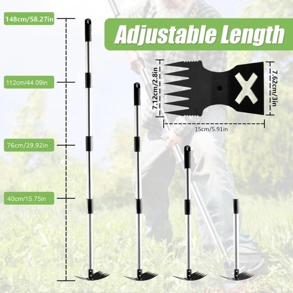2in1 Assembly Weed Puller And Garden Hoe With 148cm Adjustable Handle 5