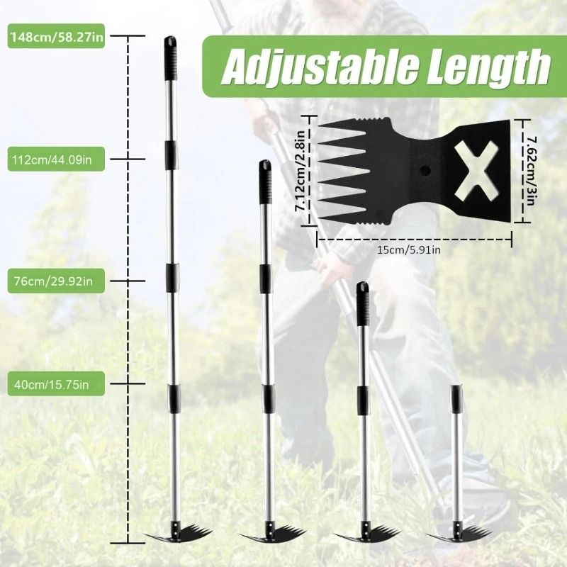 2in1 Assembly Weed Puller And Garden Hoe With 148cm Adjustable Handle 5