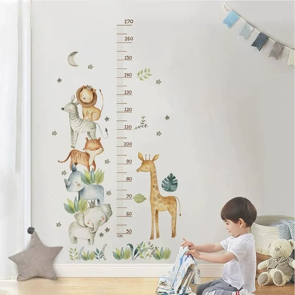 Cute Cartoon Animal Kids Growth Chart Wall Decoration Stickers For Childrens Rooms 0