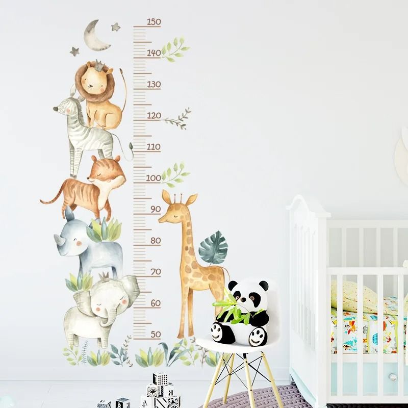 Cute Cartoon Animal Kids Growth Chart Wall Decoration Stickers For Childrens Rooms 4
