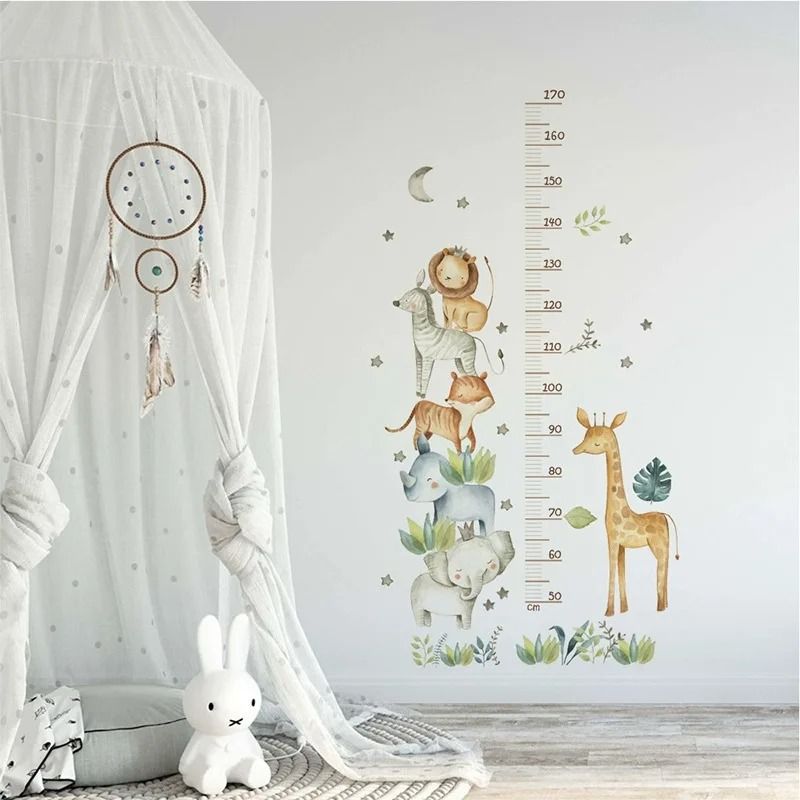 Cute Cartoon Animal Kids Growth Chart Wall Decoration Stickers For Childrens Rooms 5