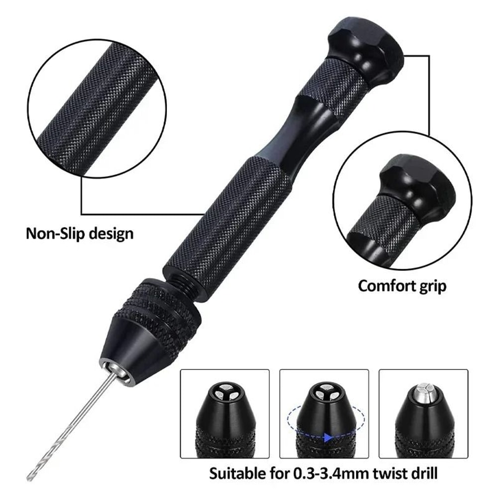 Mini Micro Aluminum Alloy Manual Twist Hand Drill For Jewelry And Woodworking 2