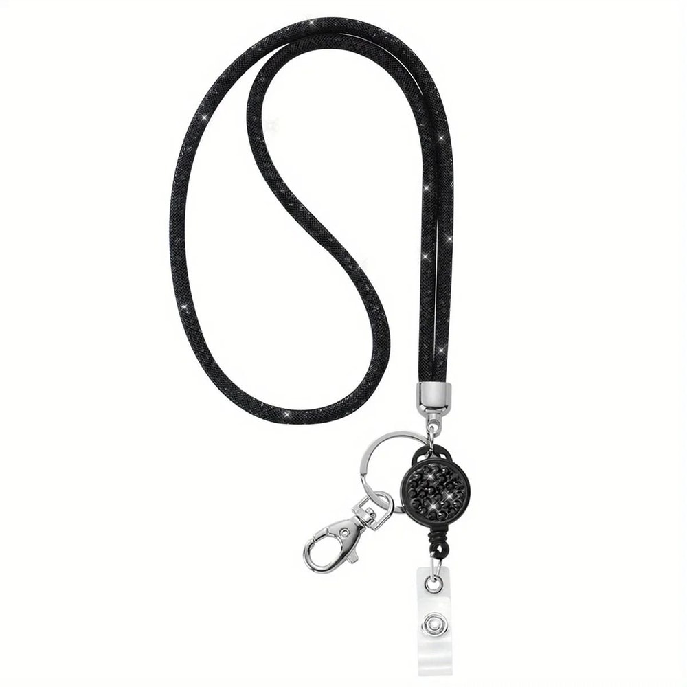 Sparkly Rhinestone Retractable Lanyard And Badge Holder For Women 7