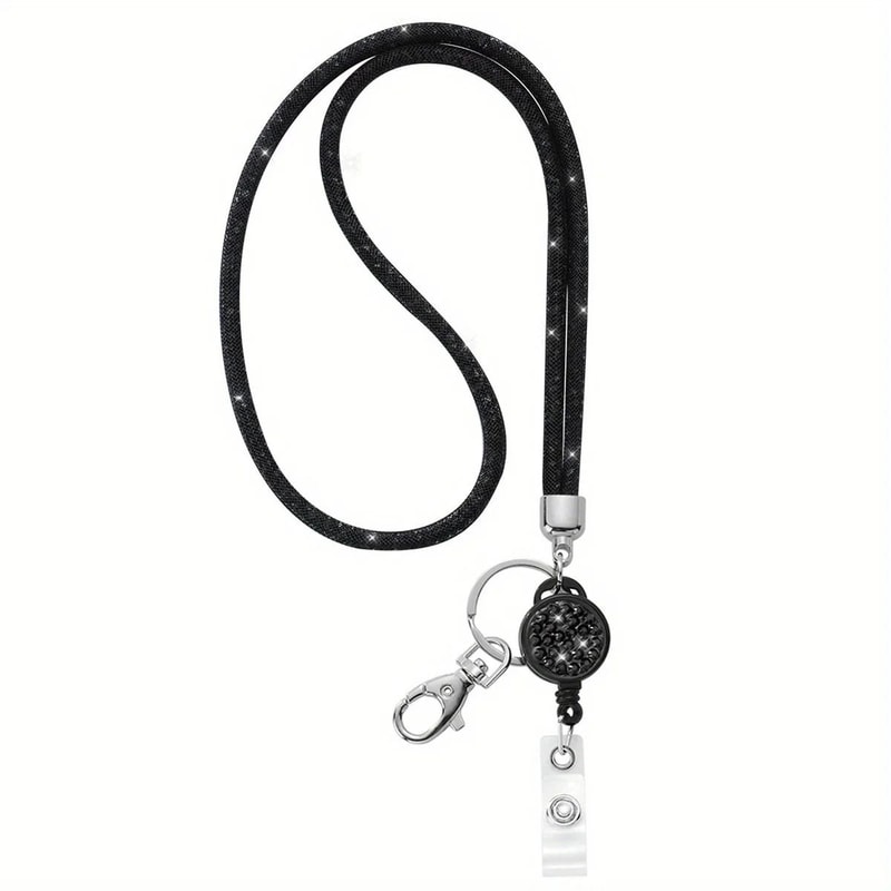 Sparkly Rhinestone Retractable Lanyard And Badge Holder For Women 7