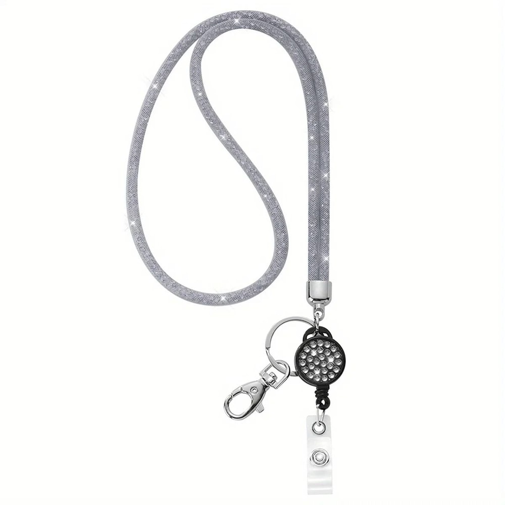 Sparkly Rhinestone Retractable Lanyard And Badge Holder For Women 8