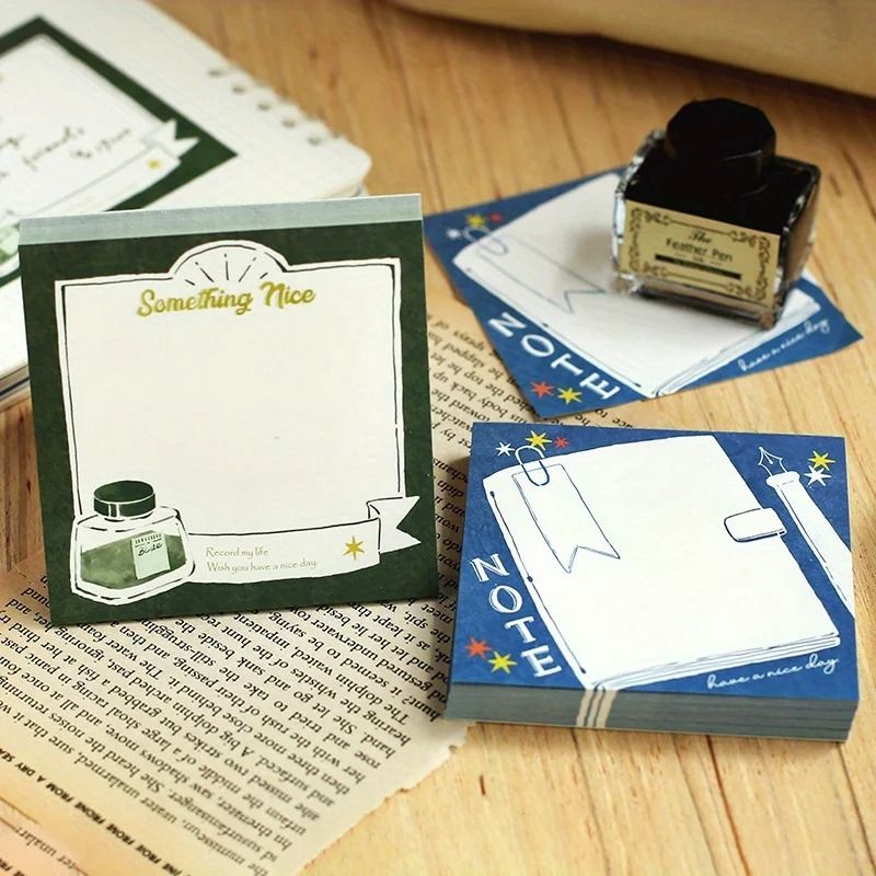 100pcs Tearable Sticky Notes Fresh Retro Simple Design Message Pads 2
