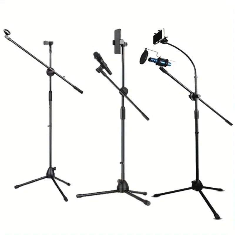 Tripod Boom Microphone Stand With Adjustable Arms And Mic Clip 0