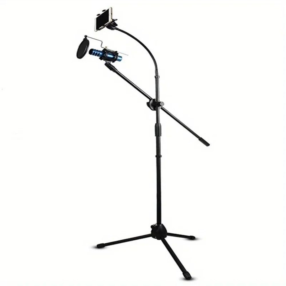 Tripod Boom Microphone Stand With Adjustable Arms And Mic Clip 1