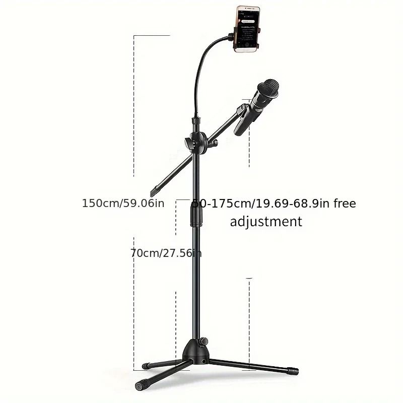 Tripod Boom Microphone Stand With Adjustable Arms And Mic Clip 3