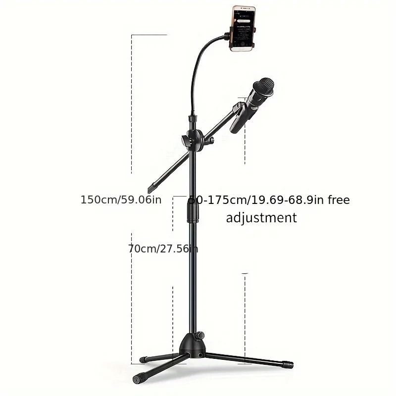 Tripod Boom Microphone Stand With Adjustable Arms And Mic Clip 7