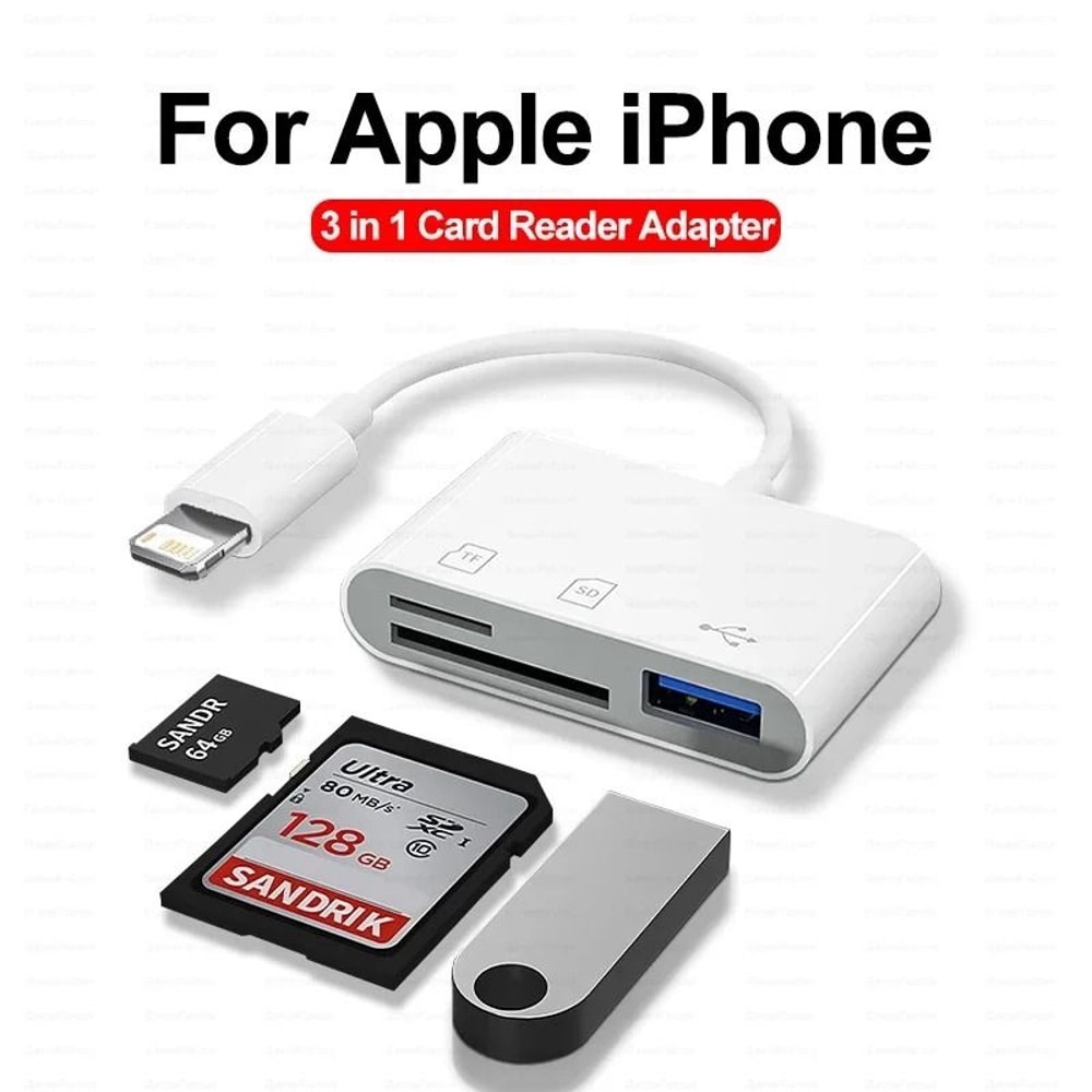 3 In 1 SD TF Card Reader Camera Converter For IPhone IPad And Android 0