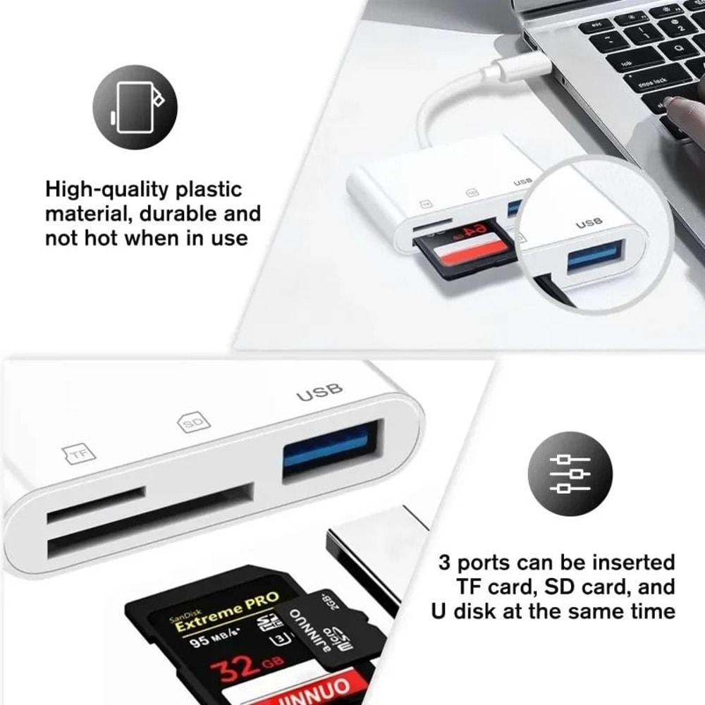 3 In 1 SD TF Card Reader Camera Converter For IPhone IPad And Android 3
