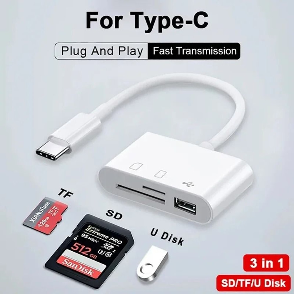 3 In 1 SD TF Card Reader Camera Converter For IPhone IPad And Android 6