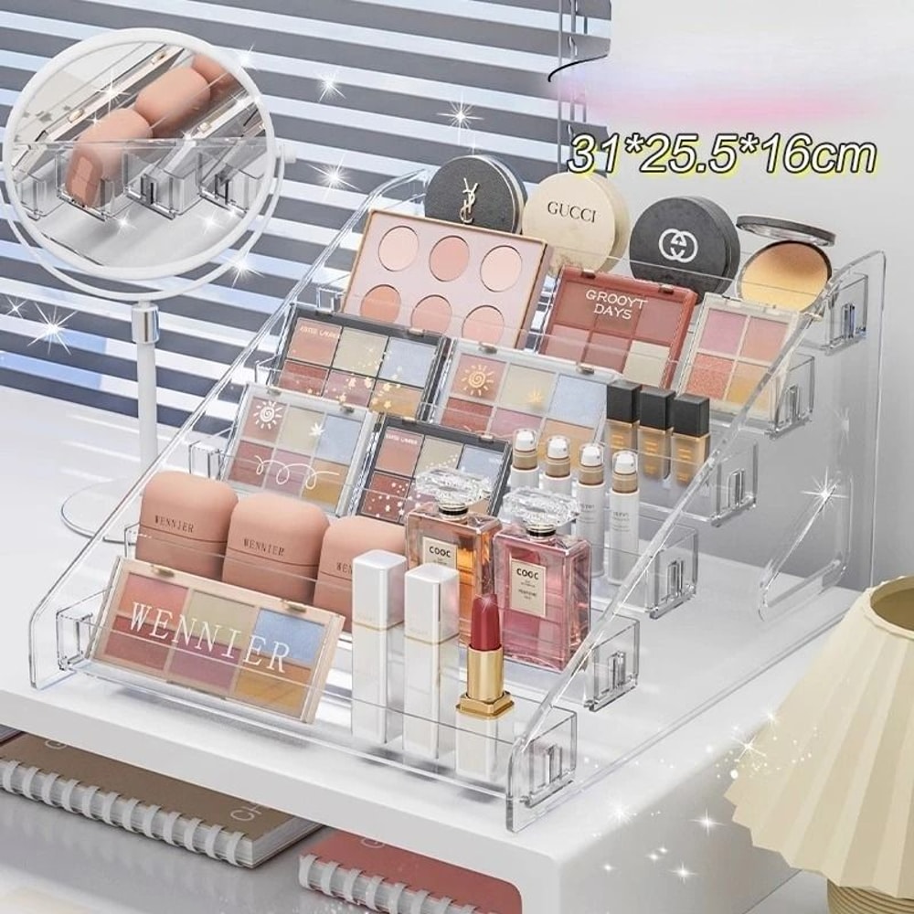 Clear Cosmetic Space Saving Display Stand For Makeup And Palettes 9