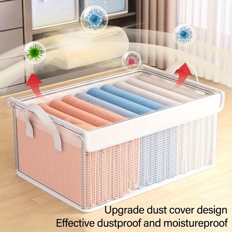 Large Capacity PVC Clothing Storage Box With Foldable Dustproof Lid 2