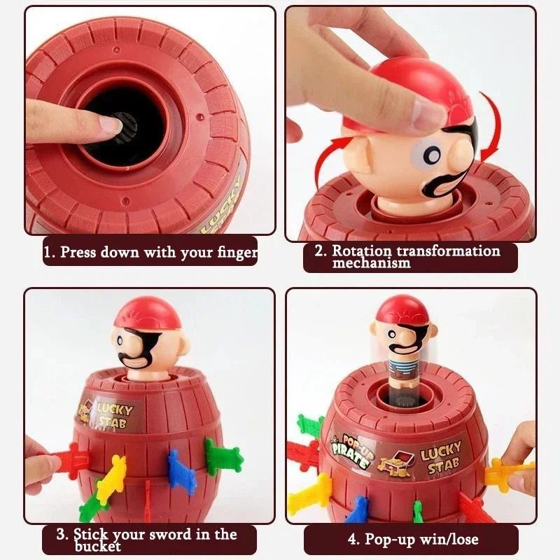 Parent Child Interactive Pirate Bucket Sword Stab Jumping Game 4