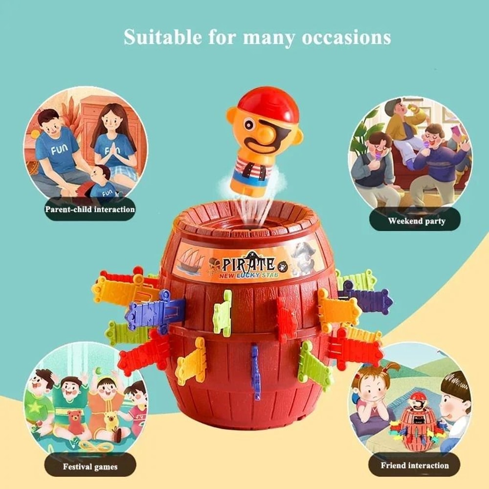 Parent Child Interactive Pirate Bucket Sword Stab Jumping Game 5