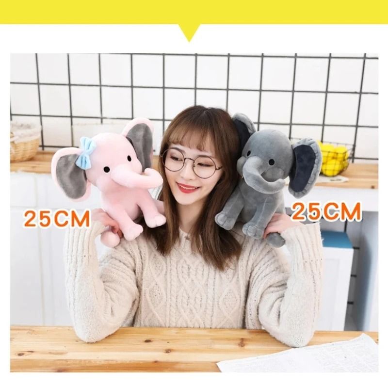 25cm Gray Elephant Stuffed Plush Toy Kawaii Animal Sleeping Pillow 5