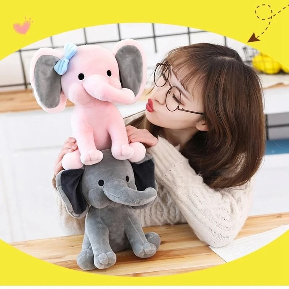 25cm Gray Elephant Stuffed Plush Toy Kawaii Animal Sleeping Pillow 6