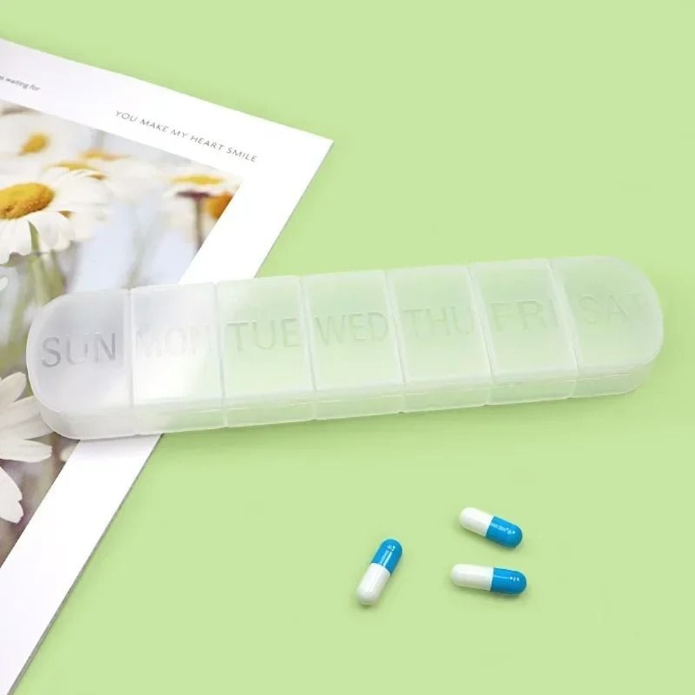 Weekly Medicine Box Mini Portable 7 Grid Pill Organizer Case 8