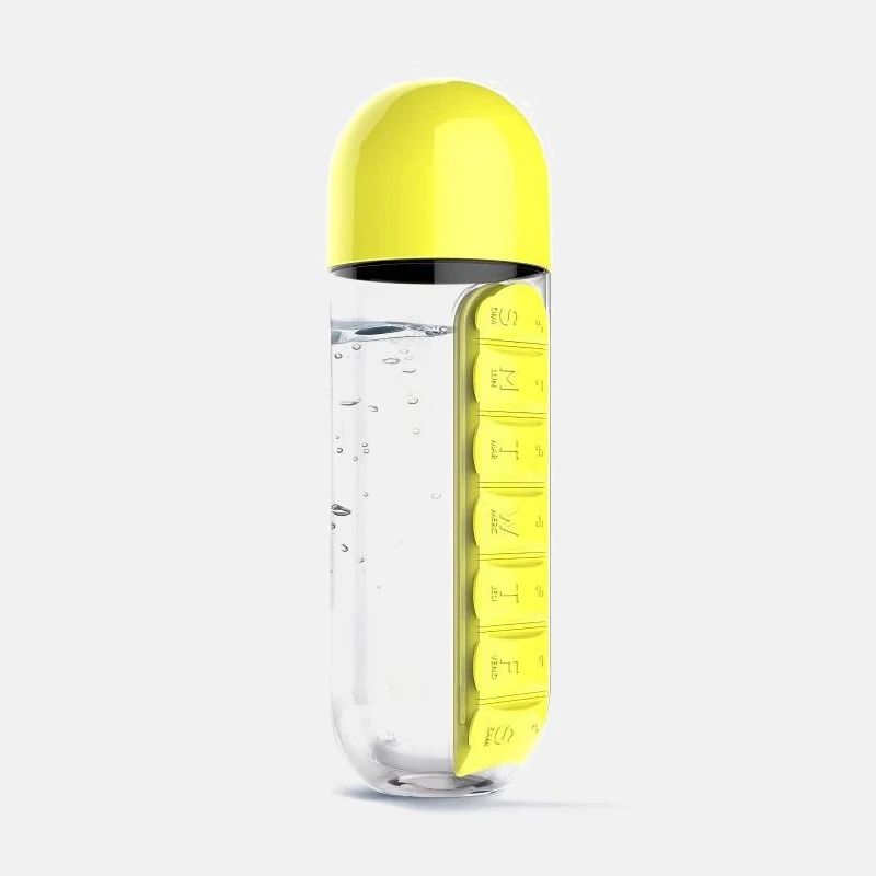 2 In 1 600ml Water Bottle With 7Day Pill Organizer 6
