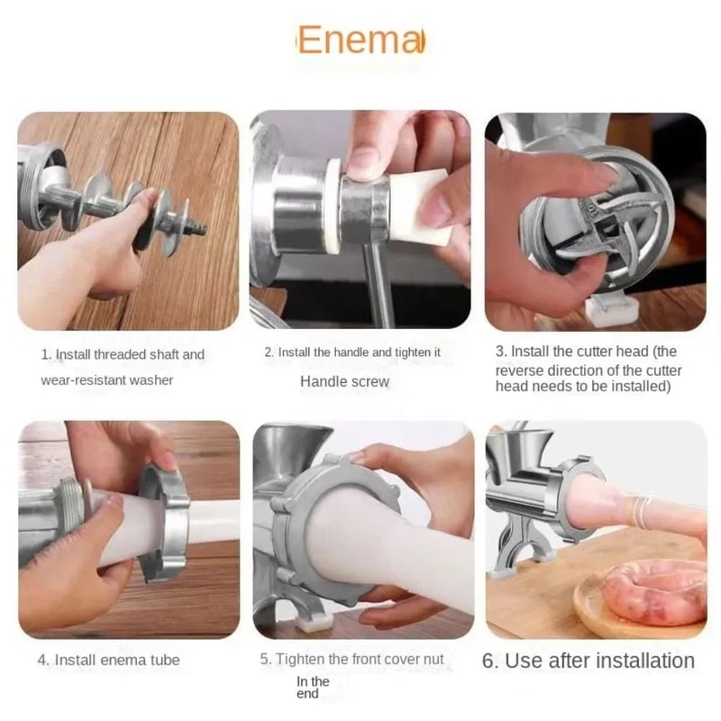 Heavy Duty Hand Operated Manual Kitchen Meat Mincer And Sausage Filler 4