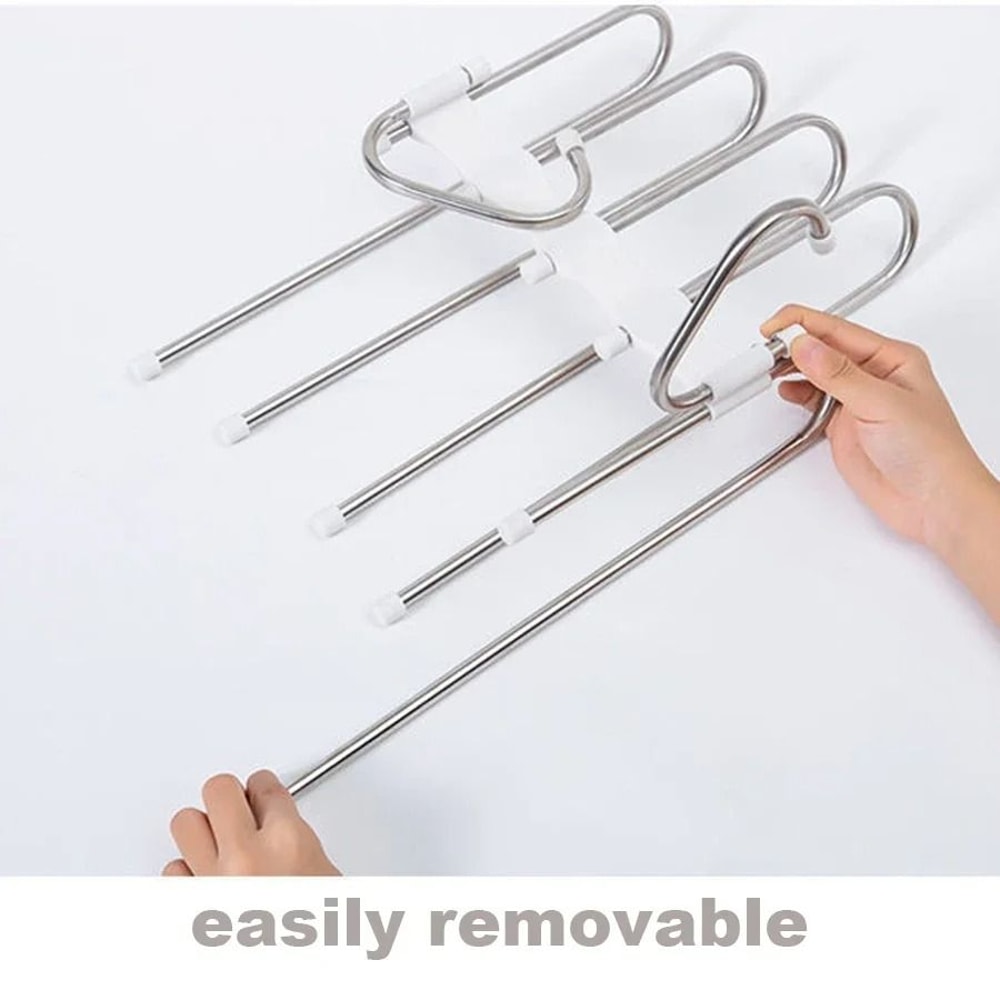 Stainless Steel Retractable Trouser Rack MultiFunctional Folding Hanger 4