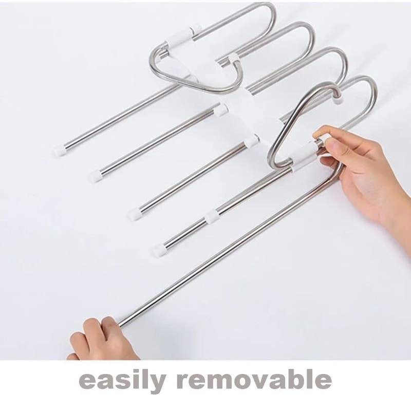 Stainless Steel Retractable Trouser Rack MultiFunctional Folding Hanger 4