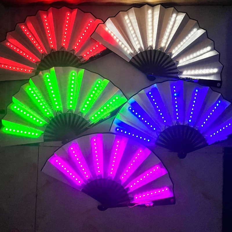 Glow Folding LED Fan For Festivals And Night Shows 0