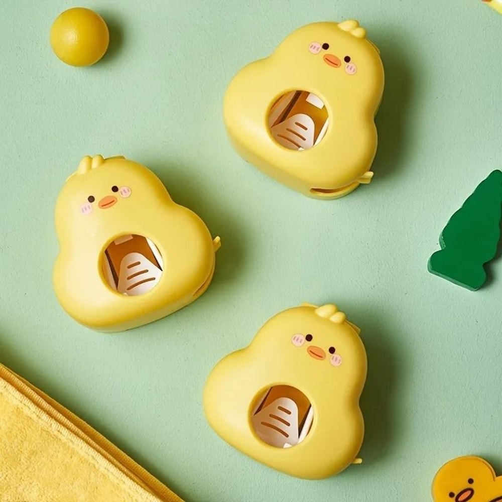 Cute Yellow Duck Automatic Toothpaste Dispenser Toothbrush Holder 1