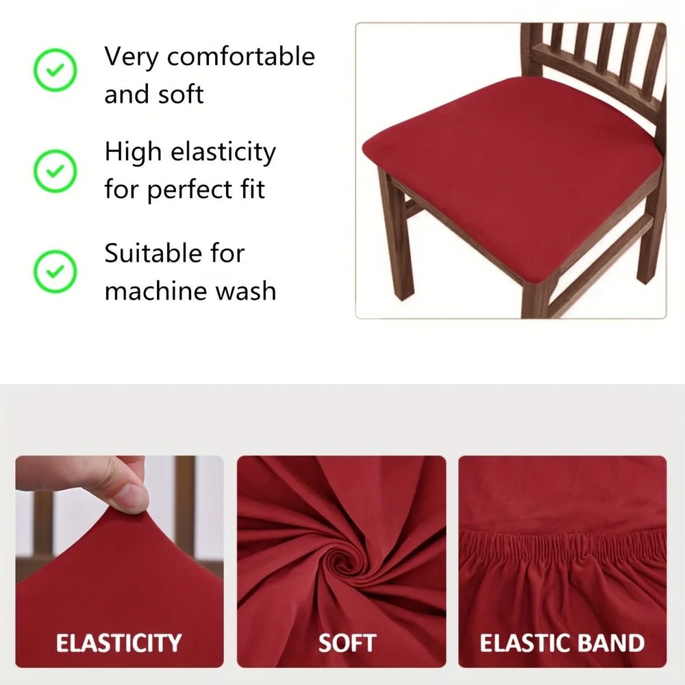 Solid Color Brushed High Elastic Chair Slipcovers 2